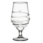 Amalia Acrylic Goblet 6 1/2\ Measurements: 2.5\L, 2.5\W, 6.5\H
Made of: Acrylic, BPA free
Made in: China

Use & Care:  Dishwasher safe, top shelf recommended; not oven, microwave or freezer safe. BPA free; acrylic is not suitable for hot contents. Not suitable for hot contents
